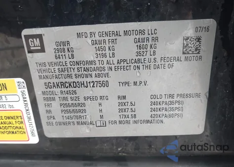 2017 Buick Enclave Premium z USA, uszkodzony, nr VIN 5GAKRCKD3HJ127560